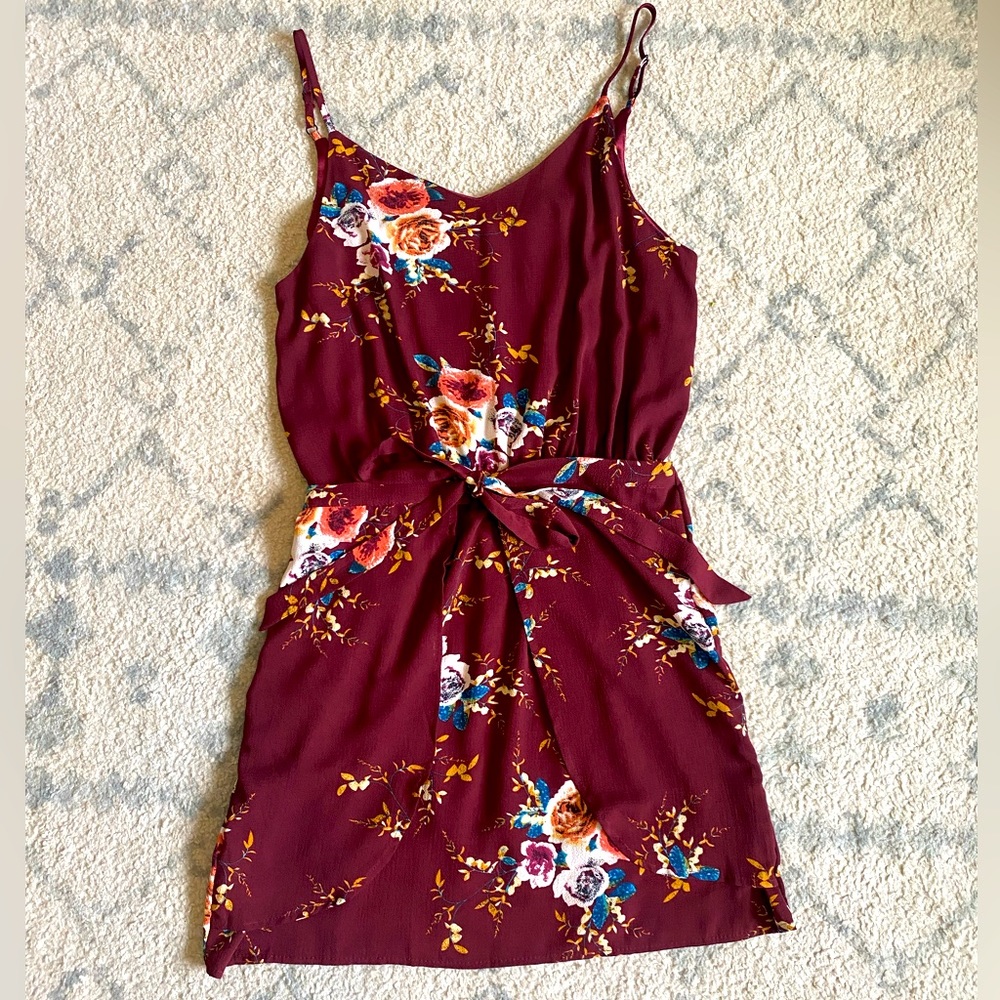 Grace Karin Burgundy Floral Dress